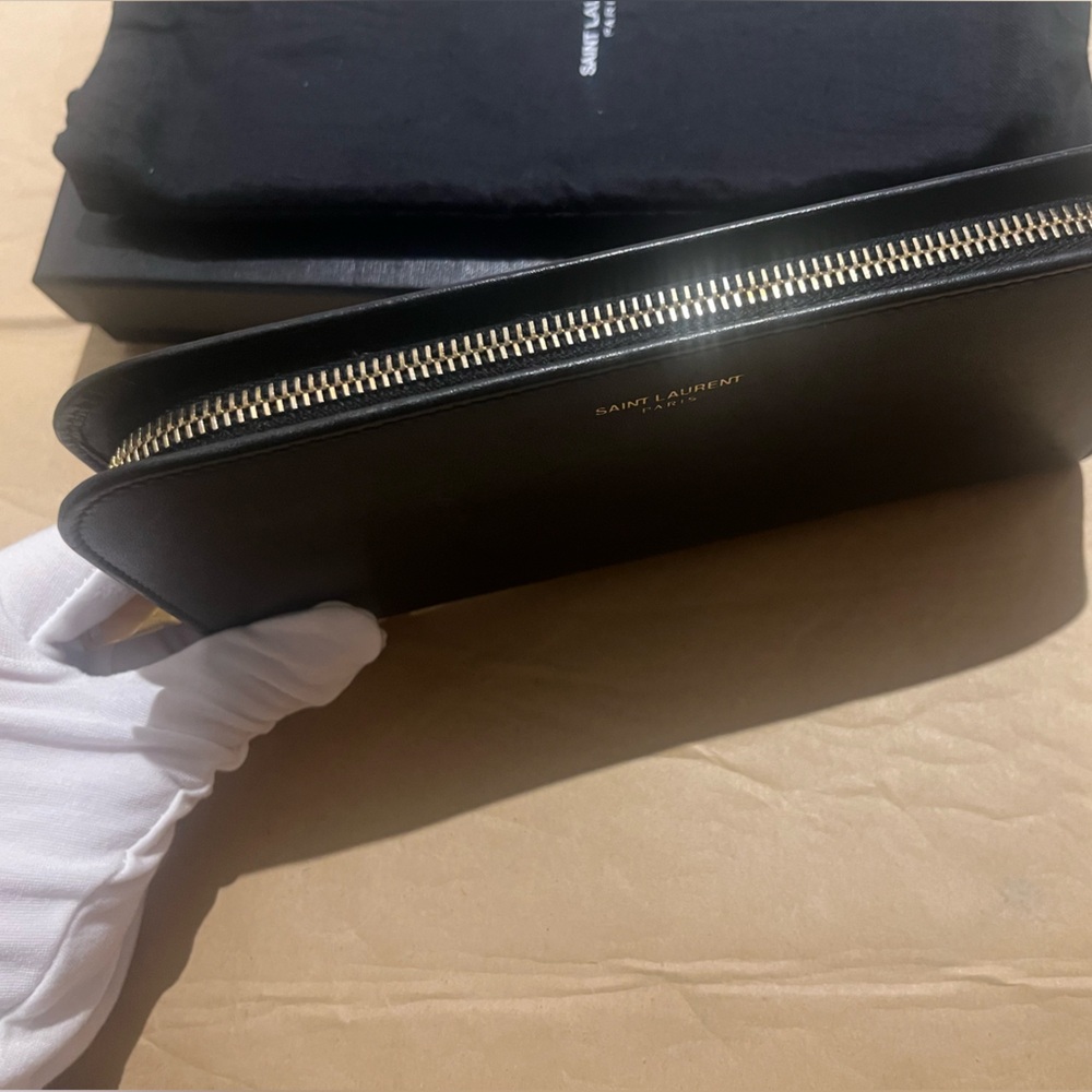 Saint Laurent Large Black Leather Zip Wallet